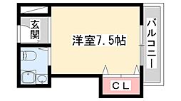 Aletta西脇 ワンルームの間取図画像