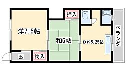 栄荘 2DKの間取図画像