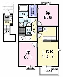 アンソレイユ 2LDKの間取図画像