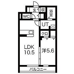 メゾン・ド・クルー 1LDKの間取図画像