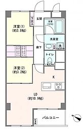 シーアイマンション駒場A棟 2LDKの間取図画像