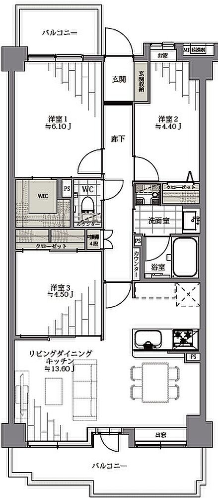 3LDK 間取り