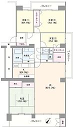 大倉山ハイム8号棟 4LDKの間取図画像