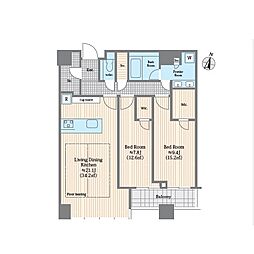 プラウドタワー千代田富士見 2LDKの間取図画像