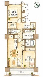ルネライラタワー船橋 2LDKの間取図画像