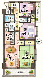 ガーデンプラザ津田沼 3DKの間取図画像