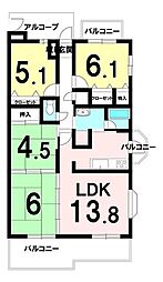 サンマンションエルステージ松阪二番館 4LDKの間取図画像