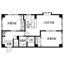 パルテール船木 2LDKの間取図画像