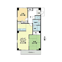 フォブール喜多町 2LDKの間取図画像