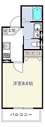 INOVE長瀬IV 1Kの間取図画像