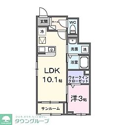メイポールけやきII 1LDKの間取図画像