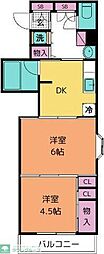 クレスト連坊 2DKの間取図画像