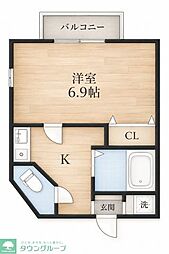 パセオプラシード雨宮 1Kの間取図画像