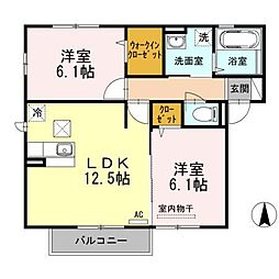 D-Roomリベルテ 2LDKの間取図画像