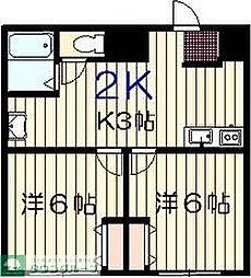 ジュネス向山 2Kの間取図画像