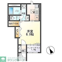 アーバンスカイM 1Kの間取図画像