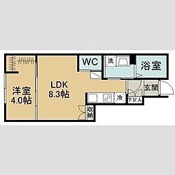 シャルム旭ケ丘イースト 1LDKの間取図画像