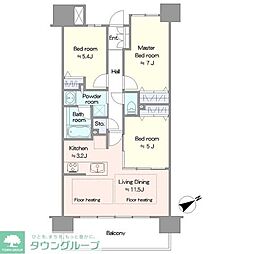 レーベン・グランデ美田園ONE FLAG 3LDKの間取図画像