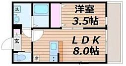 仙台市太白区中田1丁目アパート 1LDKの間取図画像