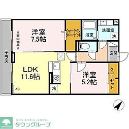 D-roomDearcourt八本松 2LDKの間取図画像