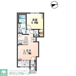 シャンヴェール美田園 1LDKの間取図画像