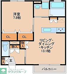 サニーガーデン花みずき 1LDKの間取図画像
