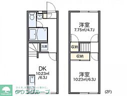 レオパレスソレイユエスト 2DKの間取図画像