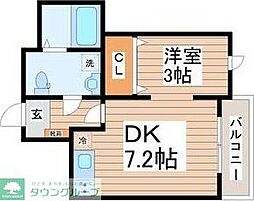 メリディアン名取 1DKの間取図画像