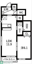 Calda famiglia A棟 1LDKの間取図画像