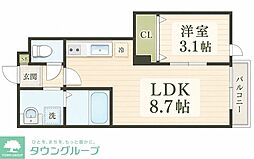 名取市杜せきのした1丁目アパート 1LDKの間取図画像
