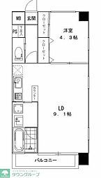 ヴィアーレ木ノ下二丁目 1LDKの間取図画像