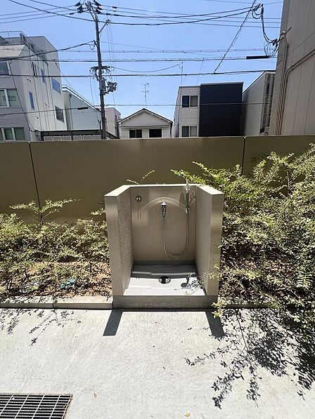 ペットの足洗い場完備
