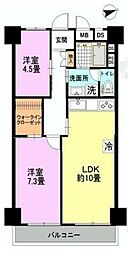 藤和草加ハイタウン 2LDKの間取図画像