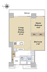 ベイクレストタワー 2LDKの間取図画像