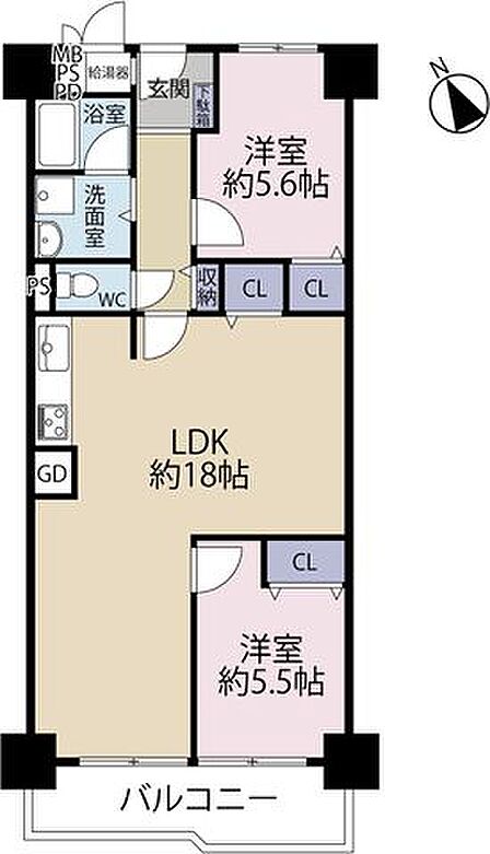 使い勝手の良い2LDK