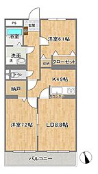 コットンアヴェニュー 2LDKの間取図画像