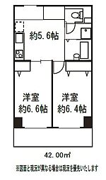 ドミール菊川 2Kの間取図画像
