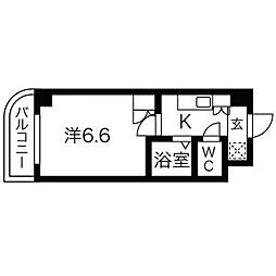 ドミール桜川2 1Kの間取図画像