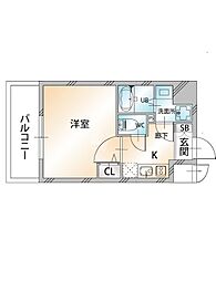クオーレ神戸山手 1Kの間取図画像