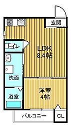 FmiraiNoel 1LDKの間取図画像