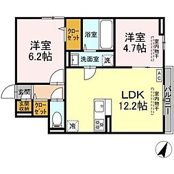 ラークヒルズB 2LDKの間取図画像