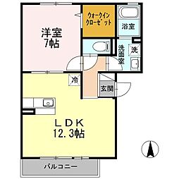 コンフィデンテ2 1LDKの間取図画像