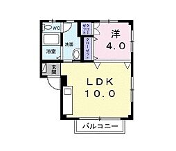 スカイコートハマダ 1LDKの間取図画像