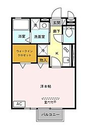 アゼリア 1Kの間取図画像