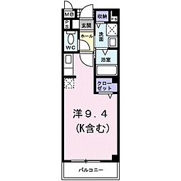 シャン・ド・フルール ワンルームの間取図画像