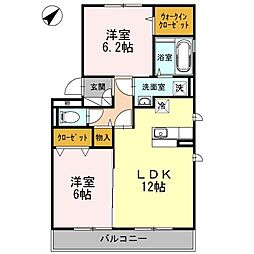 ヴァーシュコケット 2LDKの間取図画像