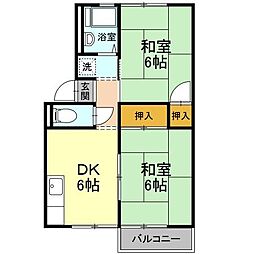 レザン・シャトー 2DKの間取図画像