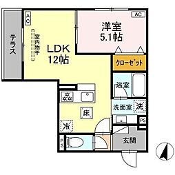 アルベート湘南台 1LDKの間取図画像