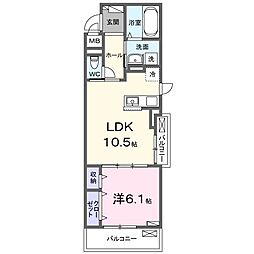 アルールII 1LDKの間取図画像
