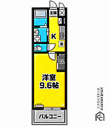 (仮)長田新築アパート ワンルームの間取図画像
